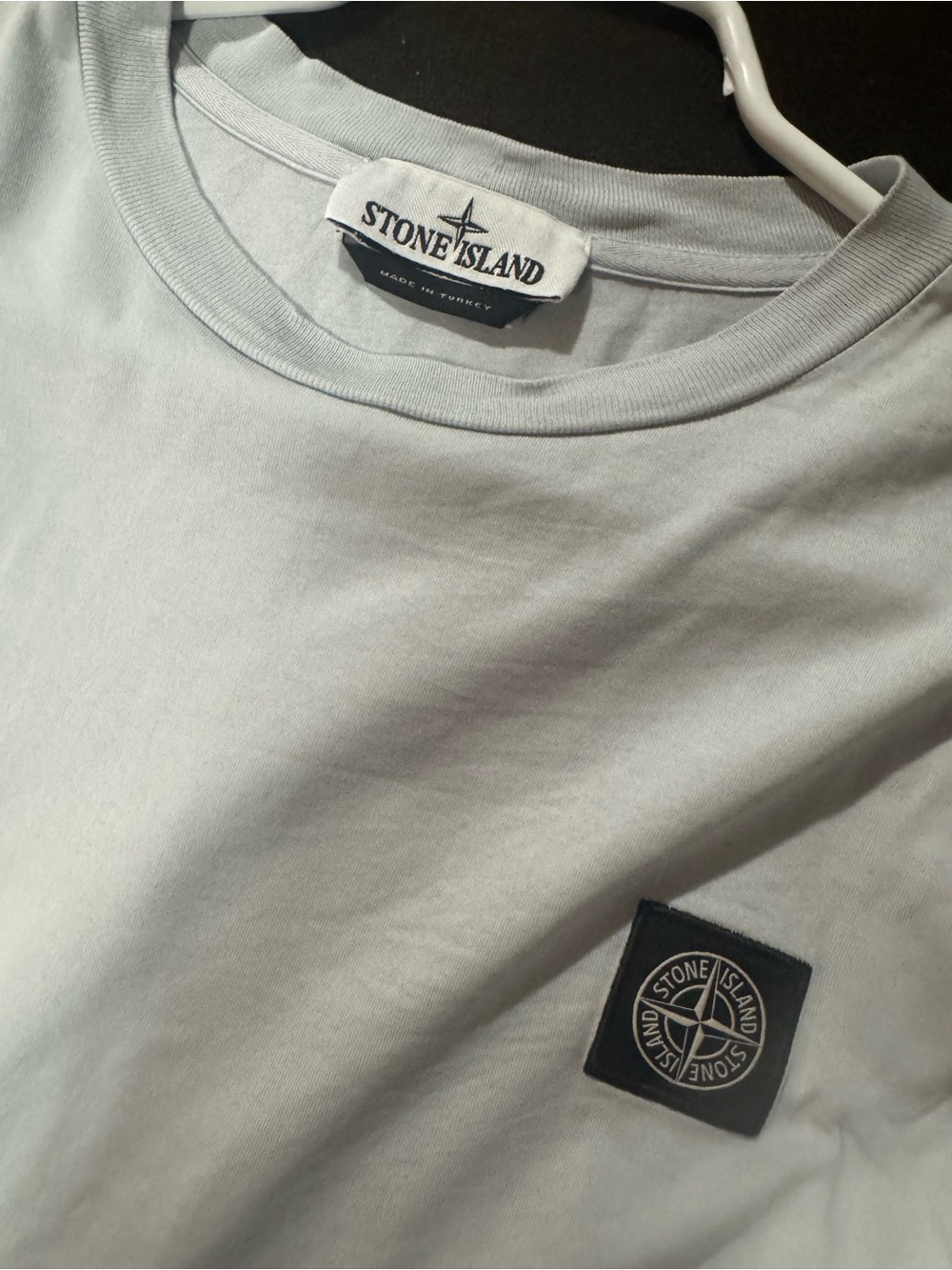 Stone Island Light Gray Crew Neck Long Sleeve with Compass Patch